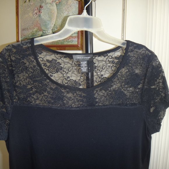 Top Blouse Lace Black sz XL - Picture 2 of 3